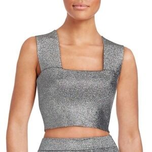 A.L.C Ali Crop Top Size L Silver Bandage Sleeveless ALC